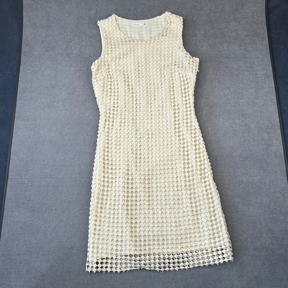 Lavand Womens Sleeveless Lattice y2k Overlay Shift Dress Cream Size XS